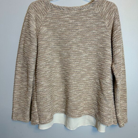 Loft Split Back Mixed Media Sweater - Women's Medium - Tan - Picture 1 of 4